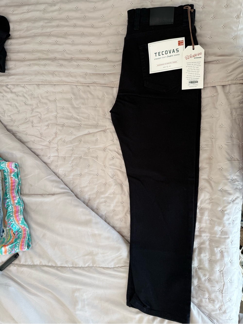 Tecovas Black Denim Jeans 34x30 NWT